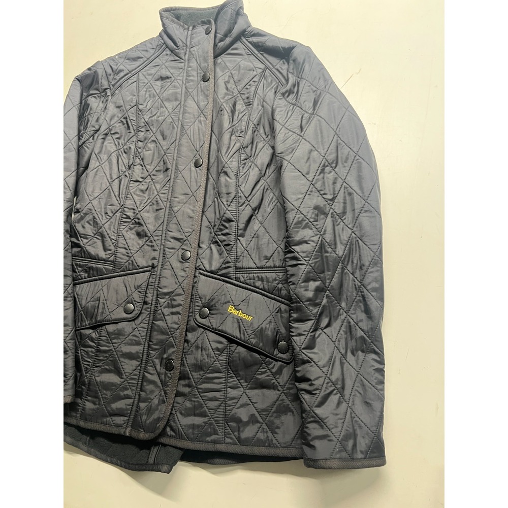 Barbour Cavalry Polarquilt Quilted Jacket Black Button Fleece Lined Women Sz 4 - Picture 3 of 9